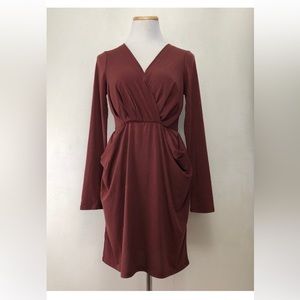 BCBGeneration Dress Size Large Mahogany Maroon Red/Brown Stretch Knit Mini